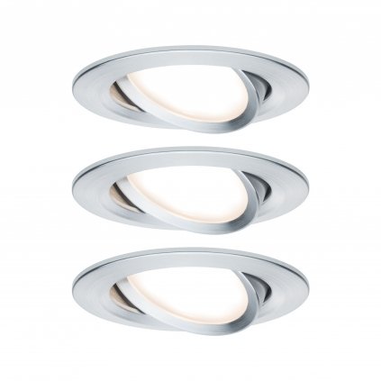 Paulmann Premium LED Slim Coin Satin, náklopná zápustná bodovka 3x6,8W LED 2700K stmívatelná, soustružený hliník, prům. 8,4cm