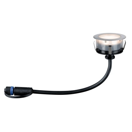 Paulmann Plug&Shine Floor Eco, zápustné svítidlo do terasy 1W LED 3000K, stříbrná, prům. 7cm, IP65