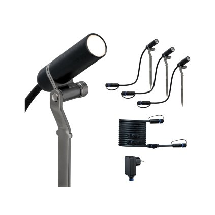 Paulmann Plug&Shine Plantini, základní set zahradních reflektorů 3x2,5W LED 3000K stmívatelné, IP65
