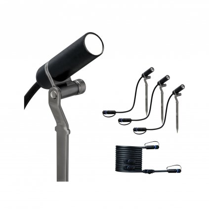 Paulmann Plug&Shine Plantini, rozšiřující set zahradních reflektorů 3x2,5W LED 3000K stmívatelné, IP65