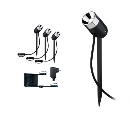 Paulmann Plug&Shine Pike, sada venkovního osvětlení s trny 3x3,5W LED 3000K, antracit, IP65