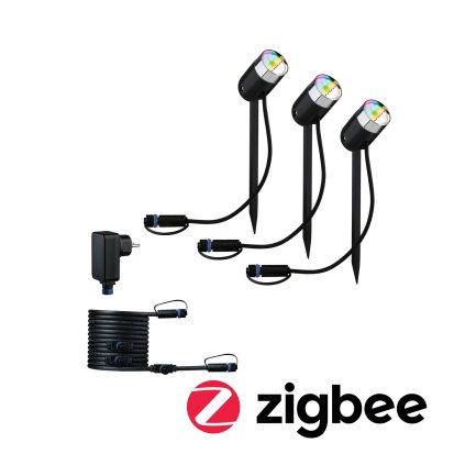 Paulmann Plug&Shine Pike set zahradních reflektorů LED 3x4W RGBW, ZigBee