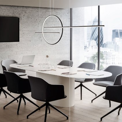 Redo Giotto, moderní závěsné svítidlo, 66W LED 3000K dimswitch, černá, délka 176cm