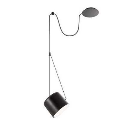 Redo Dodo, 1 černé svítidlo na 3m lanku s průvěsem, 1x15W E27, prům. 16cm