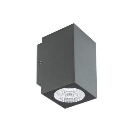 Redo Quad, šedé venkovní nástěnné svítidlo, 3W LED 3000K, výška 10,3cm, IP65