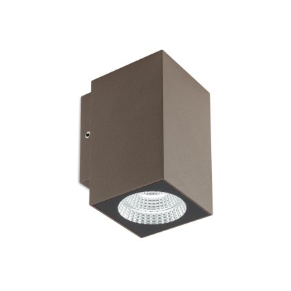 Redo Quad, rezavohnědé venkovní nástěnné svítidlo, 3W LED 3000K, výška 10,3cm, IP65