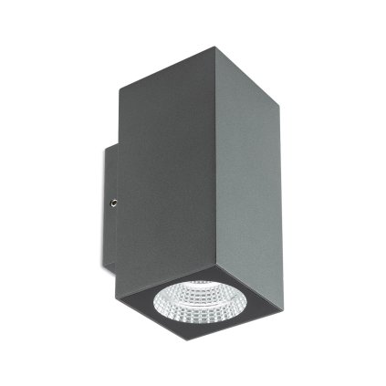 Redo Quad, šedé venkovní nástěnné svítidlo, 2x3W LED 3000K, výška 12,8cm, IP65