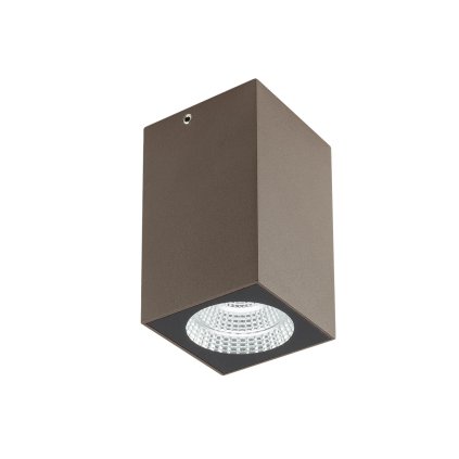 Redo Quad, rezavohnědé venkovní stropní svítidlo, 3W LED 3000K, 6x6x10cm, IP65