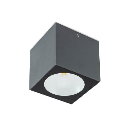 Redo Teko, šedé stropní exteriérové svítidlo, 6W LED 3000K, výška 9,4cm, IP65