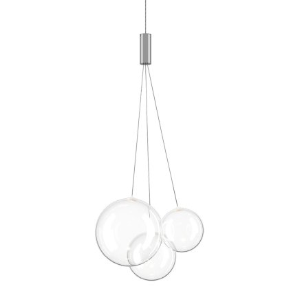 Lodes Random, závěs z čirého foukaného skla, 3x1W LED 2700K, šířka 29cm