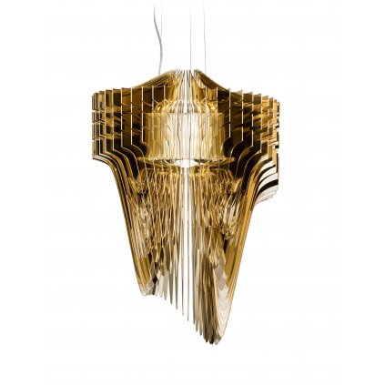 Slamp Aria M gold, závěsný světelný objekt od Zaha Hadid, 3x E27 + 7W LED, délka 90cm