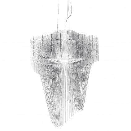 Slamp Aria M transparent, závěsný světelný objekt od Zaha Hadid, 3x E27 + 7W LED, délka 90cm