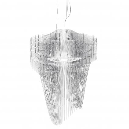 Slamp Aria L transparent, závěsný světelný objekt od Zaha Hadid, 4x E27 + 11W LED, délka 115cm