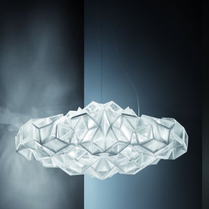 41265 6 slamp drusa zavesne svitidlo z bileho lentiflexu 4x8w led e27 prum 60cm