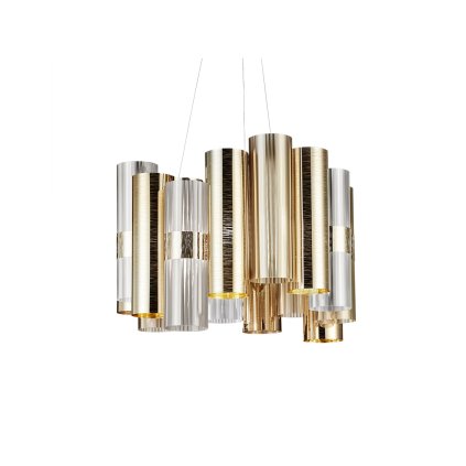 Slamp La Lollo Gold suspension M, zlaté designové závěsné svítidlo, 40W LED 2700K stmívatelné, průměr 48cm