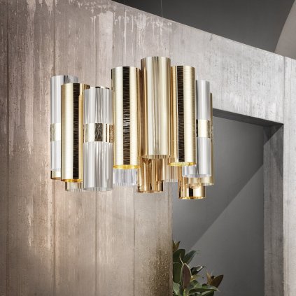 Slamp La-Lollo Gold suspension M, designové závěsné svítidlo, 80W LED 2700K stmívatelné, průměr 48cm