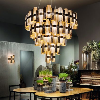 Slamp La Lollona Gold suspension 5, designové závěsné svítidlo, 390W LED 2700K stmívatelné, průměr 130cm
