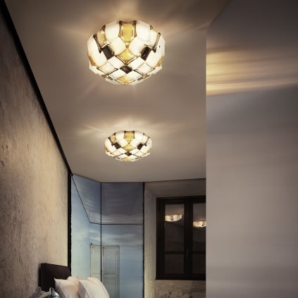 Slamp Mida, extravagantní svítidlo, 3x12W LED E27, bílá/ambrová, prům. 50cm