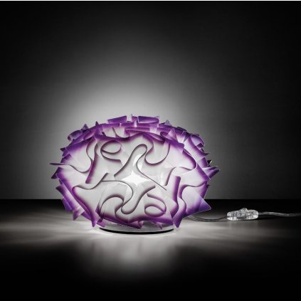 Slamp Veli Table, stolní lampička z švestkově fialového opalflexu, 1x11W, prům. 32cm