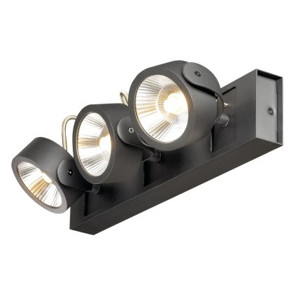 SLV Kalu, černá LED bodovka, 3x10W 60° LED 3000K, výška 16,5cm