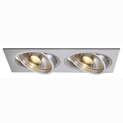 SLV New Tria 150, hliníková zápustná bodovka, 2x75W GU10 ES111, 16,5x31,5cm