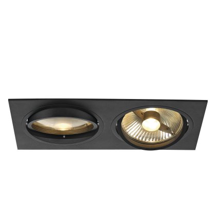 SLV New Tria 150, černá zápustná bodovka, 2x75W GU10 ES111, 16,5x31,5cm
