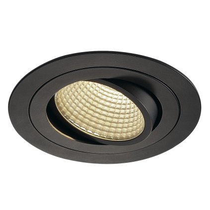 SLV New Tria, černá kulatá bodovka, 16W LED 3000K stmívatelná, prům.13cm