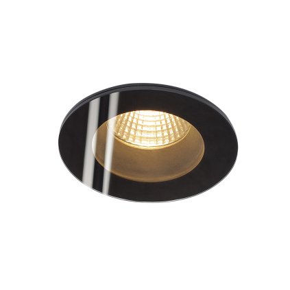 SLV Patta-F, zápuštěná bodovka IP 65, 12W LED 3000K, černá, prům.8,3cm