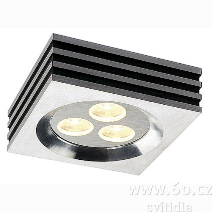 SLV Zebled Square 3, zápustné svítidlo, 3x1W PowerLED teple bílá, kartáč. hliník