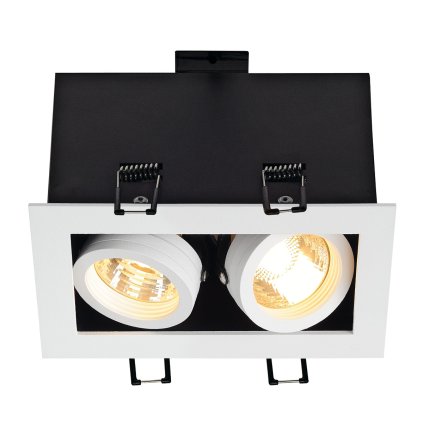 SLV Kadux, zápustná bodovka v hranatém tvaru, 2x50W, bílá, 15x9cm