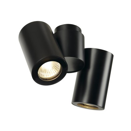 SLV Enola_B, černé spotové stropní svítidlo s nastavitelnými reflektory, 2x50W GU10, výška 14cm