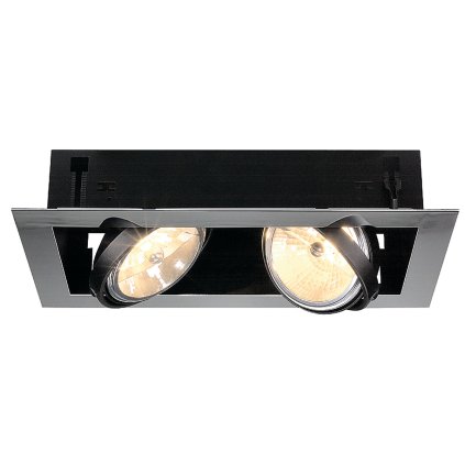 SLV Aixlight Mod flat II QRB111, zápustná bodovka max. 2x50W, 12V, chrom, 39x21cm