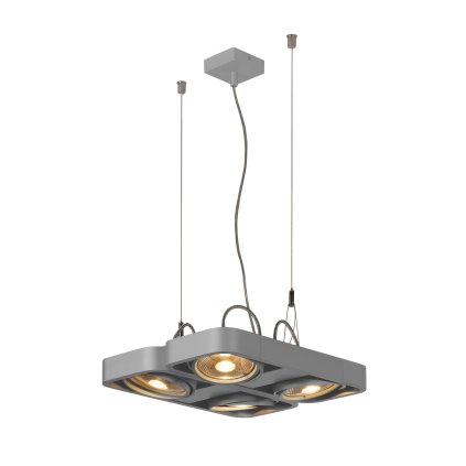 SLV Aixlight R2 Square LED, stříbrnošedé závěsné svítidlo 4x75W GU10 ES111, 40x36cm