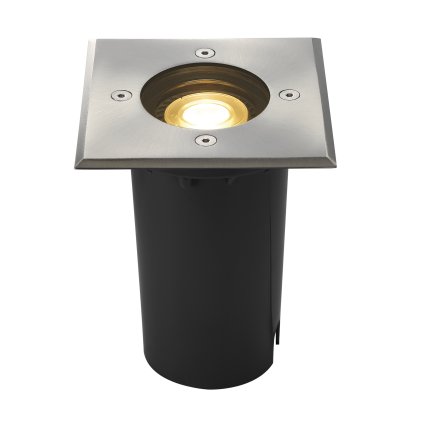 SLV Solasto 120, venkovní zapuštěné podlahové svítidlo, 1x GU10 max 6W, nerez, rozměr 12x12 cm, IP67