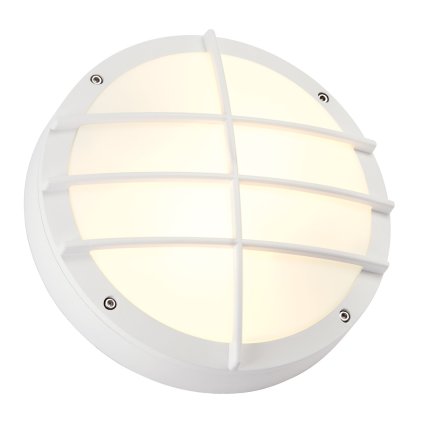 SLV Bulan Grid, bílé venkovní svítidlo s mřížkou, 2x25W E27, prům.27,5cm, IP44