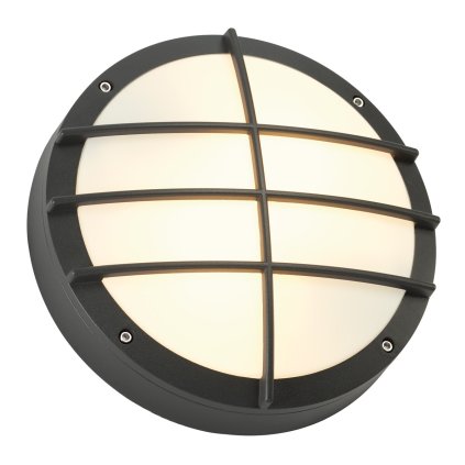 SLV Bulan Grid, antracitové venkovní svítidlo s mřížkou, 2x25W E27, prům.27,5cm, IP44