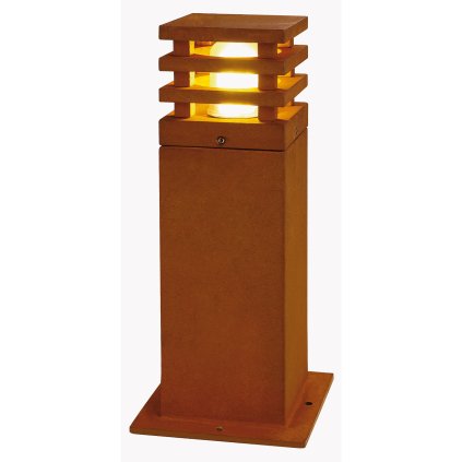 SLV Rusty Square 40, venkovní sloupek, 1x11W (energeticky úsporné), patina rzi, IP55, 40cm