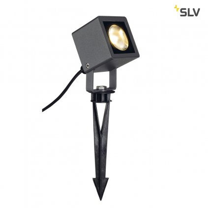 SLV Nautilus 10, venkovní reflektor s trnem a vidlicí do zásuvky, 9W LED 3000K, antracit, délka 7cm, IP65