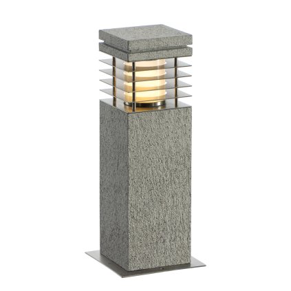 SLV Arrock Granite 40, venkovní sloupek z žuly sůl/pepř, 1x15W, výška 40cm, IP44
