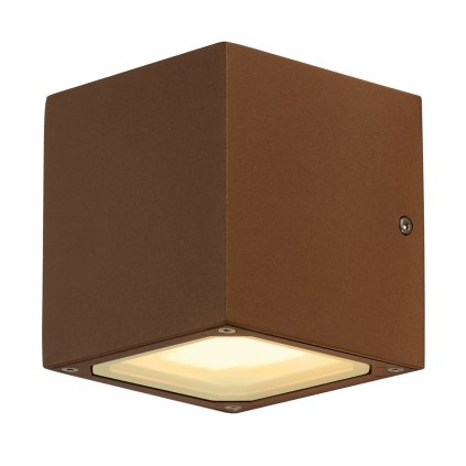 SLV Sitra Cube, hnědé nástěnné venkovní svítidlo se svícením nahoru/dolu, 2x9W, výška 11,5cm, IP44