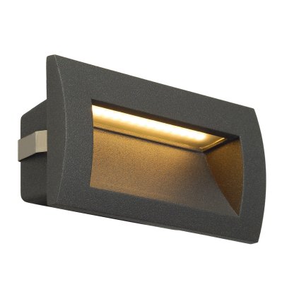 SLV Downunder Out LED M, antracitové zápustné svítidlo do stěny, 3,3W LED, 3000K, 14x7cm, IP55