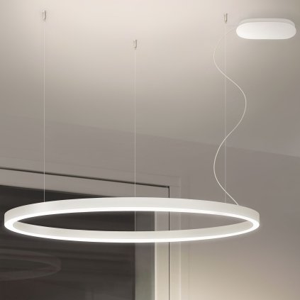 TeamItalia Bellai Home, bílé závěsné kruhové svítidlo, 110+35W LED 3000K, prům. 180cm