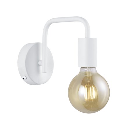 Trio Diallo, industriální bílé nástěnné svítidlo s vypínačem, 1x42W E27, výška 15cm