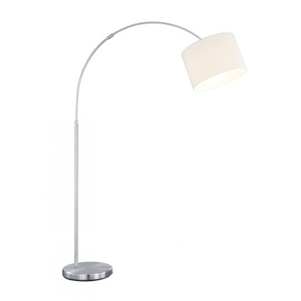 Trio Hotel, stojací oblouková lampa z bílého textilu, 1x60W E27, výška 150-215cm