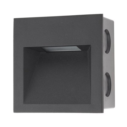 Arelux Xghost, černé interiérové zápustné svítidlo do stěny, 2W LED 4000K, 9x9cm, IP20