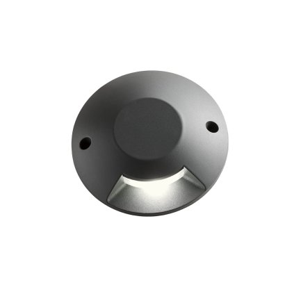 Arelux Xpuck, šedé zemní svítidlo s jednosměrným svícením, 1x6W LED 3000K, prům. 20cm, IP67