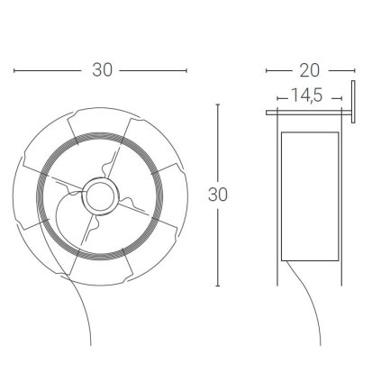 Zava Arianna, designové nástěnné svítidlo s fialovým kabelem, 1x28W E27, prům. 30cm