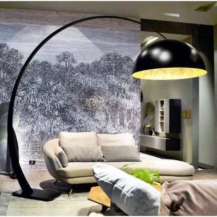 Zava 1962, oblouková stojací lampa s výškou 250cm, černá/zlatá LED 28W 2700K