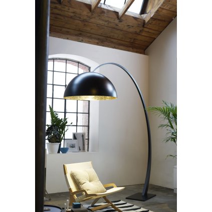 Zava 1962, černá oblouková stojací lampa s výškou 250cm, 1x150W E27