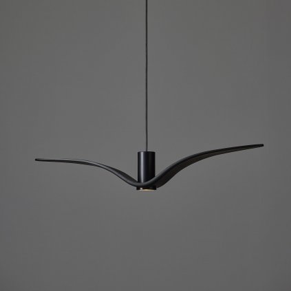 Brokis Night Birds Exterior, závěsné svítidlo z ručně zpracovaného skla, 6,5W LED, šedé kouřové sklo-masiv, délka 78cm, IP54